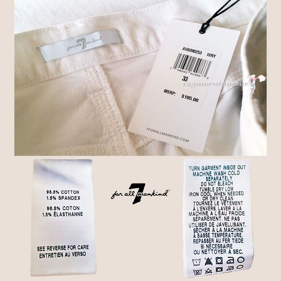 7 FOR ALL MANKIND NEW ALEXA Corduroy High Waist Crop Wide Leg Pant 33 - Picture 5 of 11